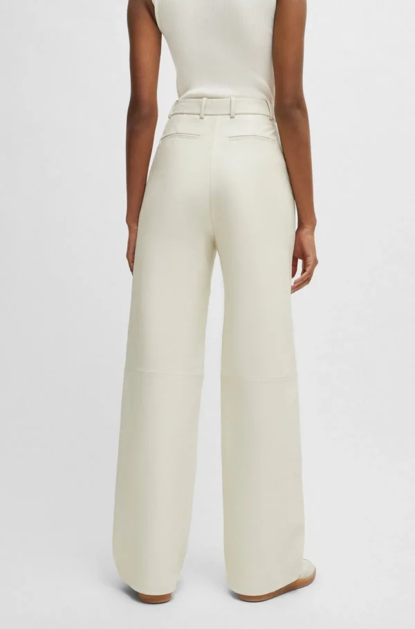 MULHER HUGO BOSS Fatos>Calças De Pele De Ajuste Regular Com Perna Larga