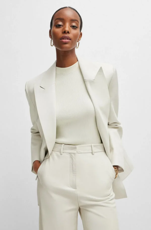 MULHER HUGO BOSS Fatos>Calças De Pele De Ajuste Regular Com Perna Larga