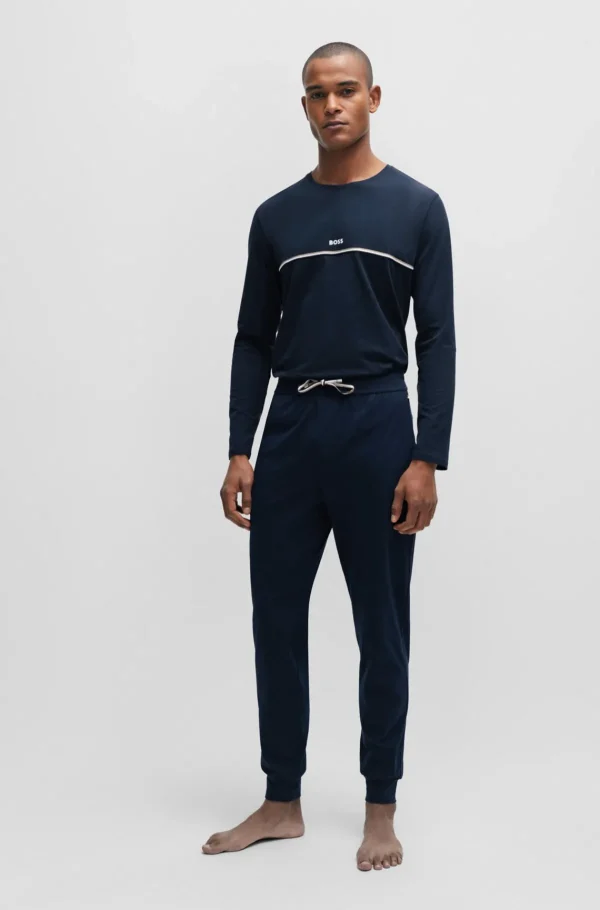 HUGO BOSS Pijamas E Loungewear>Calças De Pijama De Algodão Elástico Com Logótipo Estampado