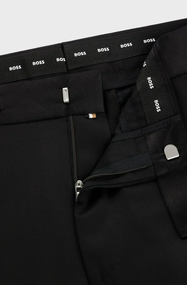 HUGO BOSS Calças E Calções>Calças De Smoking De Ajuste Regular Em Sarja De Lã Virgem