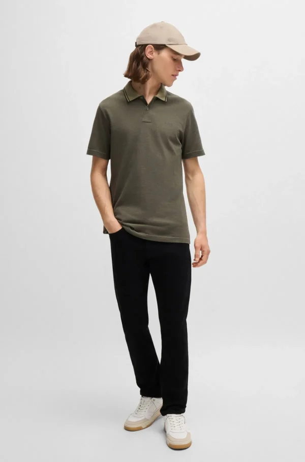 HUGO BOSS Artigos Essenciais>Calças Delaware De Ajuste Slim Em Ganga Elástica Preta Confortável