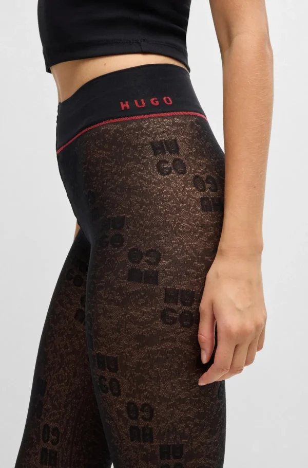 MULHER HUGO BOSS Meias>Calças Justas Transparentes HUGO X Les Benjamins Com Padrão Jacquard
