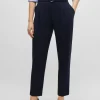 MULHER HUGO BOSS Fatos>Calças Regulares Com Cinto Em Crepe Japonês