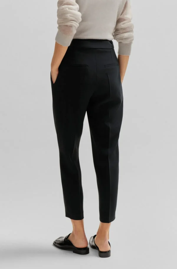 MULHER HUGO BOSS Fatos>Calças Regulares Com Cinto Em Crepe Japonês