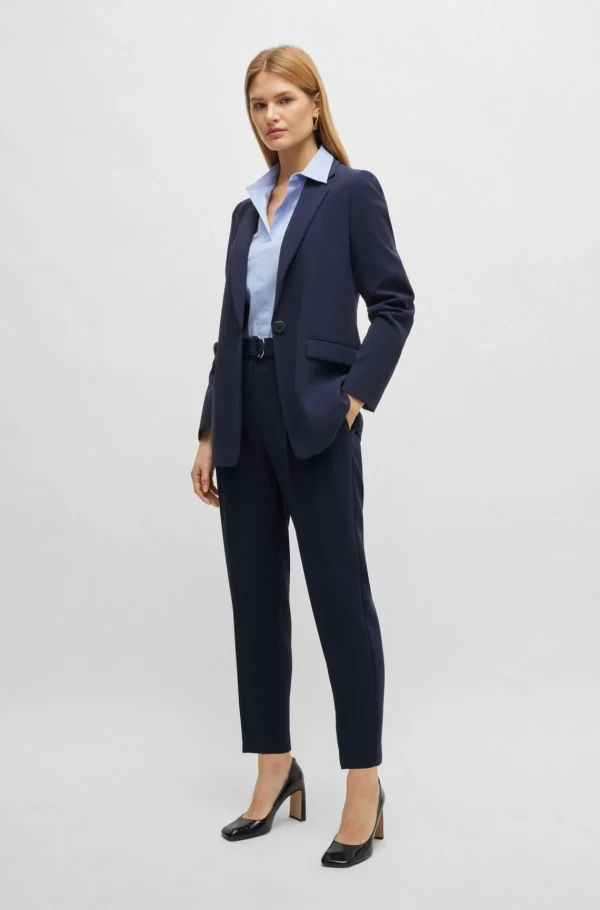 MULHER HUGO BOSS Fatos>Calças Regulares Com Cinto Em Crepe Japonês