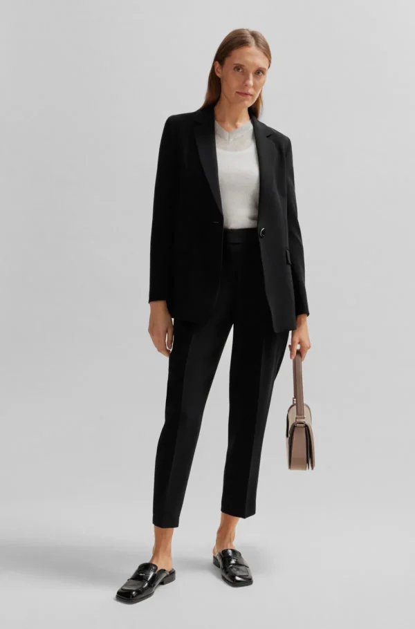 MULHER HUGO BOSS Fatos>Calças Regulares Com Cinto Em Crepe Japonês