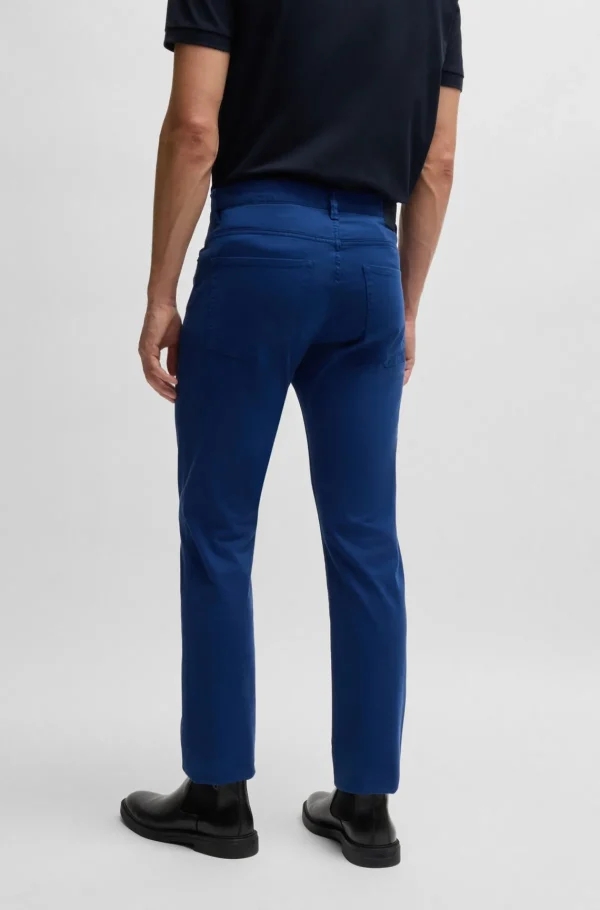 HUGO BOSS Calças E Calções>Calças Tingidas Em Gabardine De Algodão Elástico