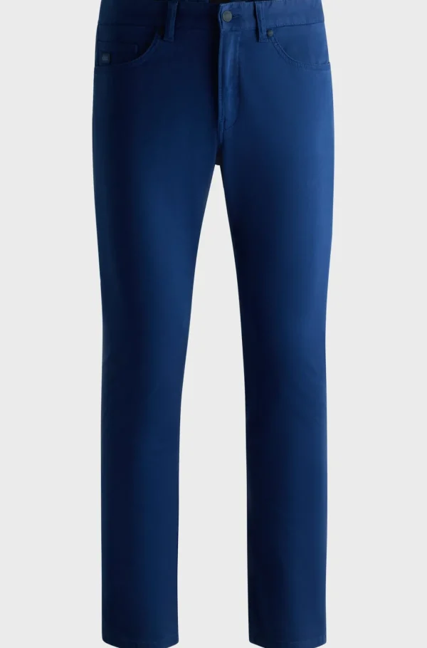 HUGO BOSS Calças E Calções>Calças Tingidas Em Gabardine De Algodão Elástico