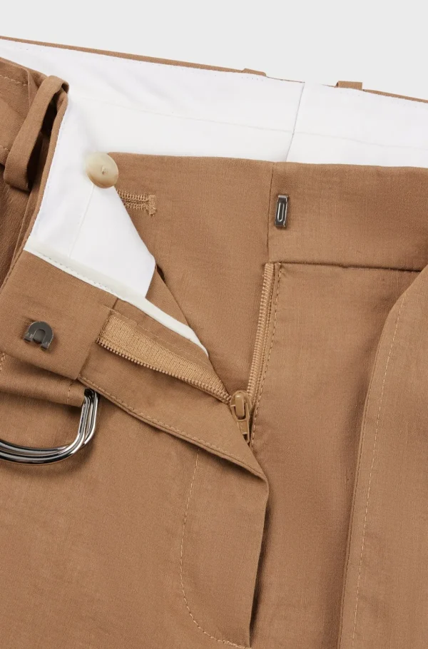 MULHER HUGO BOSS Fatos>Calções De Ajuste Descontraído Numa Mistura De Linho Elástico