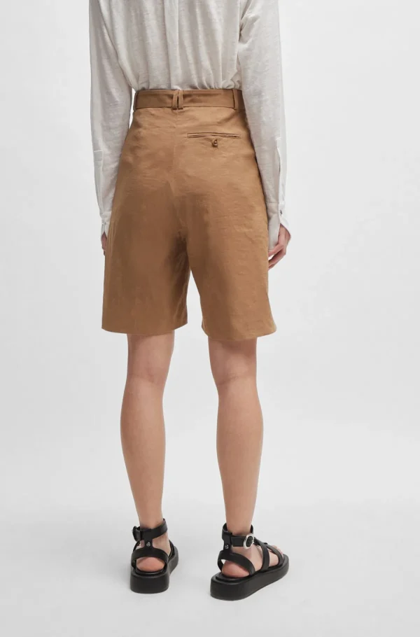 MULHER HUGO BOSS Fatos>Calções De Ajuste Descontraído Numa Mistura De Linho Elástico