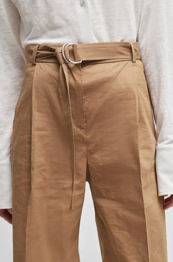 MULHER HUGO BOSS Fatos>Calções De Ajuste Descontraído Numa Mistura De Linho Elástico