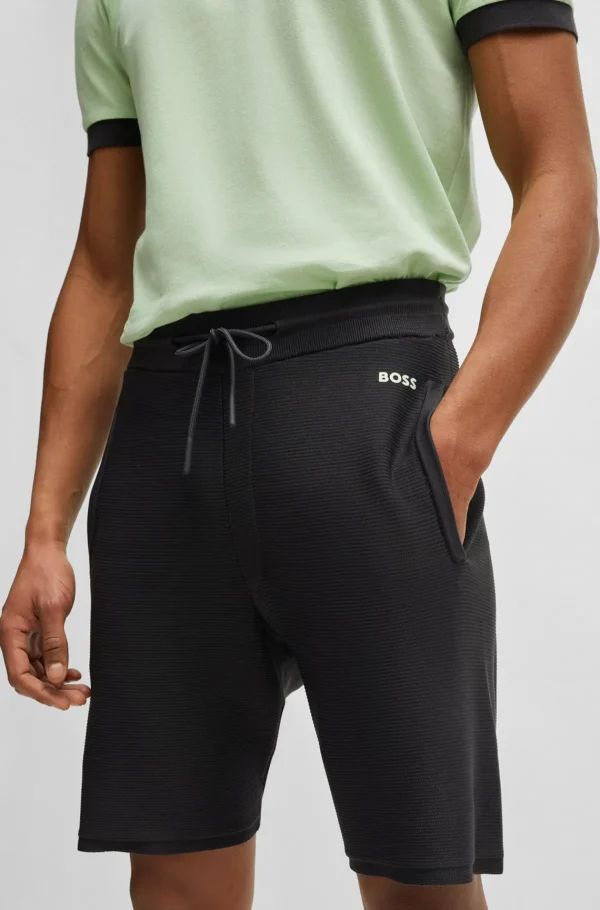 HUGO BOSS Calças E Calções>Calções De Ajuste Regular Em Tecido Elástico Com Detalhe De Logótipo