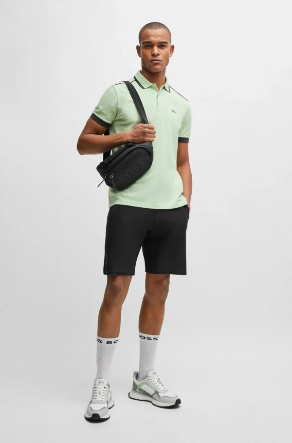 HUGO BOSS Calças E Calções>Calções De Ajuste Regular Em Tecido Elástico Com Detalhe De Logótipo