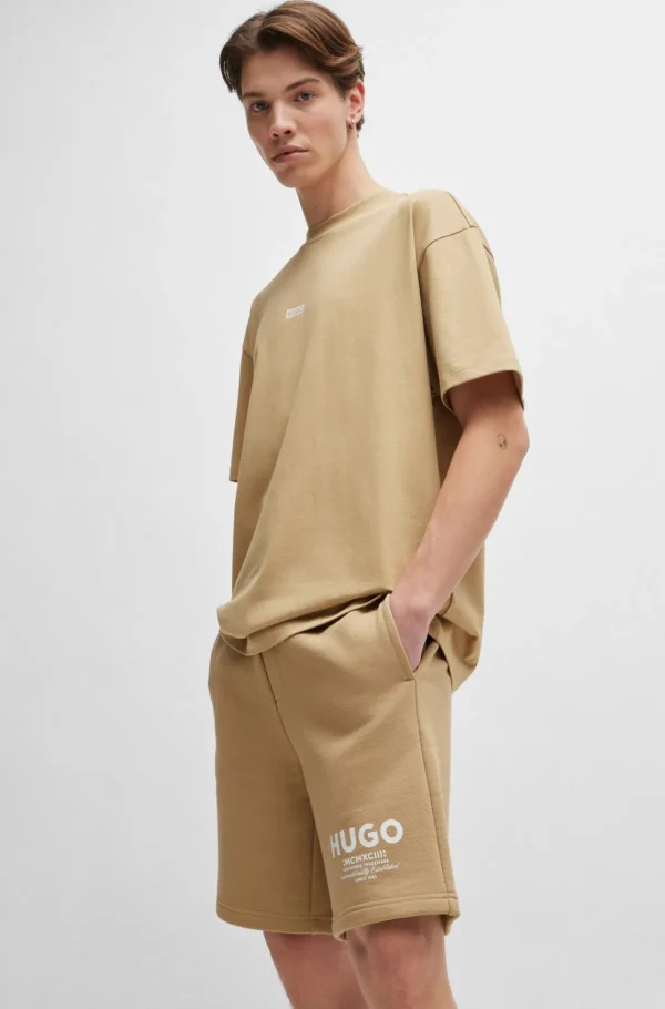 HUGO BOSS Calças E Calções>Calções De Algodão Felpudo Com Cordão E Estampa De Logótipo