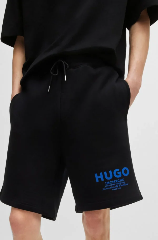 HUGO BOSS Calças E Calções>Calções De Algodão Felpudo Com Cordão E Estampa De Logótipo
