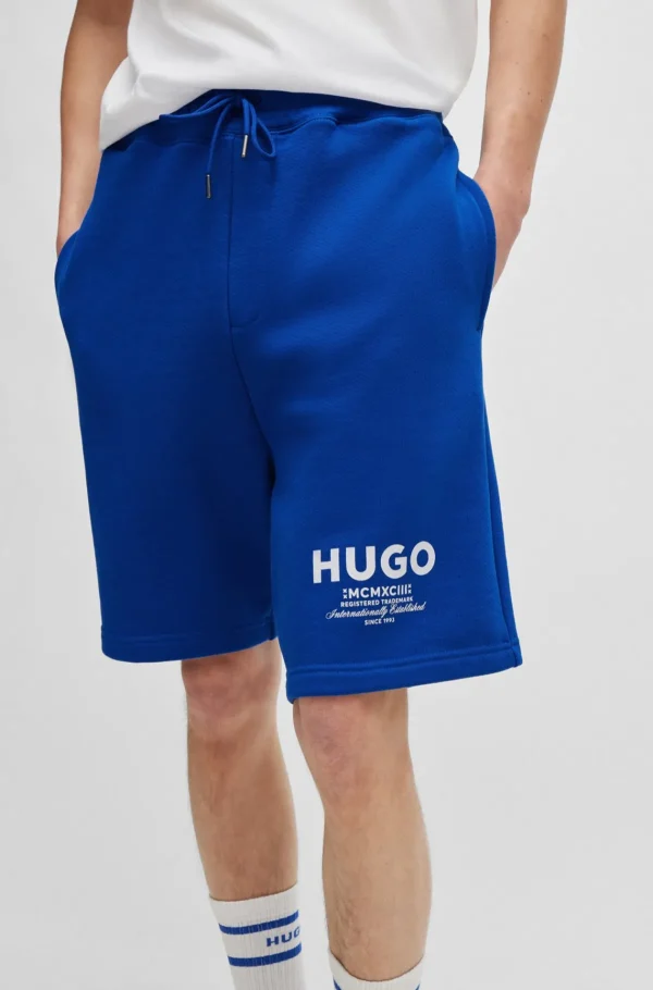HUGO BOSS Sweats E Hoodies>Calções De Algodão Felpudo Com Cordão E Estampa De Logótipo