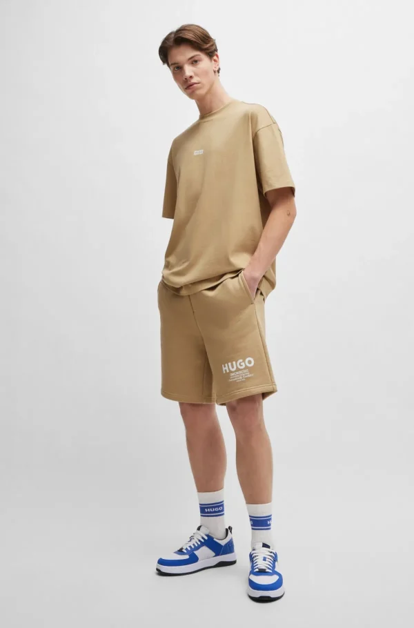 HUGO BOSS Calças E Calções>Calções De Algodão Felpudo Com Cordão E Estampa De Logótipo
