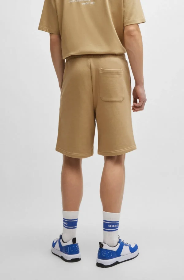 HUGO BOSS Calças E Calções>Calções De Algodão Felpudo Com Cordão E Estampa De Logótipo