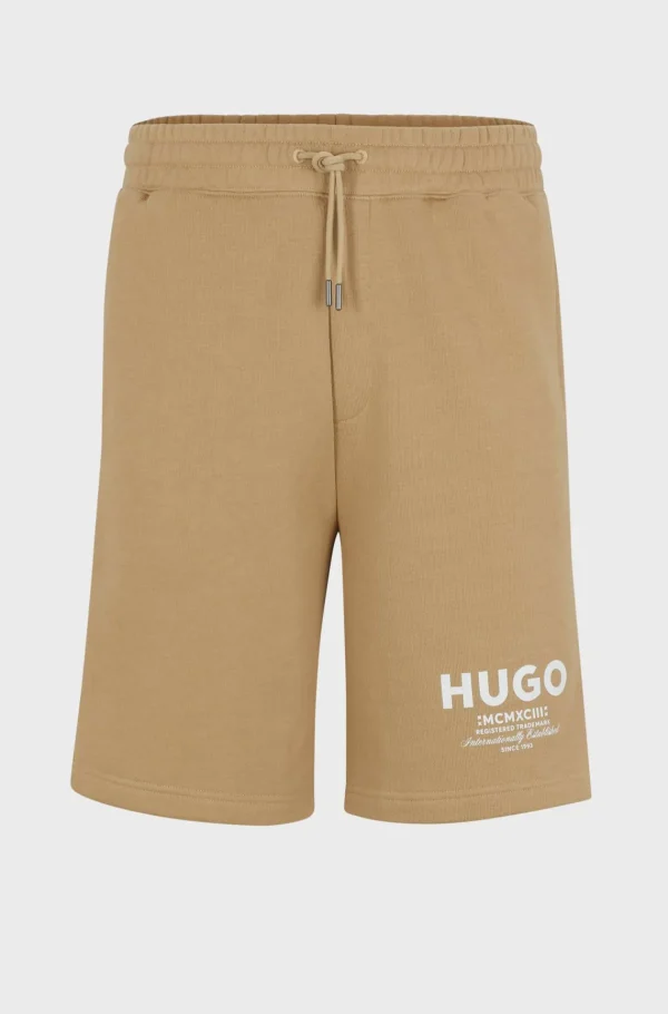 HUGO BOSS Calças E Calções>Calções De Algodão Felpudo Com Cordão E Estampa De Logótipo