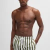 HUGO BOSS Roupa De Praia>Calções De Banho De Secagem Rápida às Riscas Com Logótipos Manuscritos