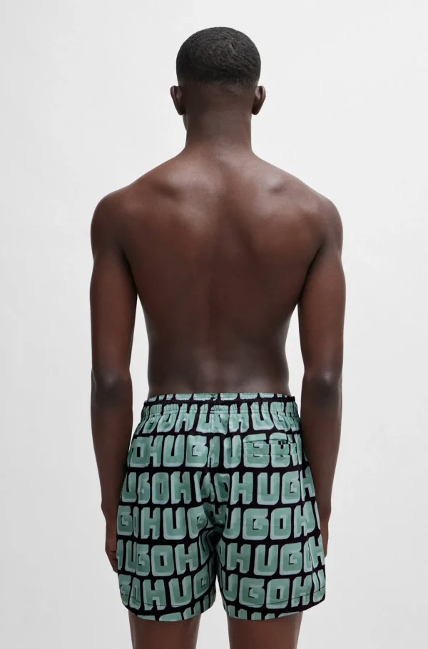 HUGO BOSS Roupa De Praia>Calções De Banho De Secagem Rápida Com Logótipo Integral Estampado