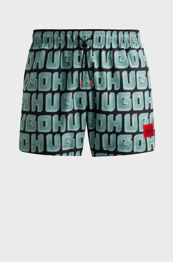 HUGO BOSS Roupa De Praia>Calções De Banho De Secagem Rápida Com Logótipo Integral Estampado