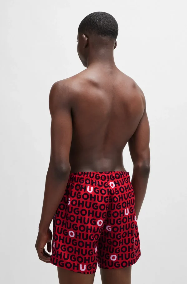 HUGO BOSS Roupa De Praia>Calções De Banho Totalmente Forrados Com Motivo De Repetição Do Logótipo