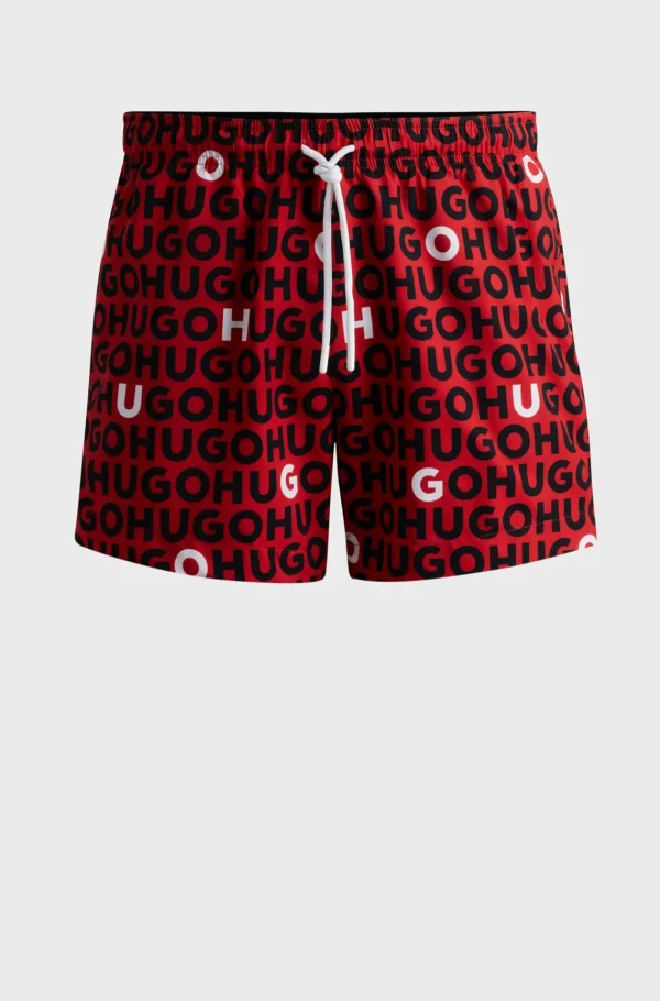 HUGO BOSS Roupa De Praia>Calções De Banho Totalmente Forrados Com Motivo De Repetição Do Logótipo