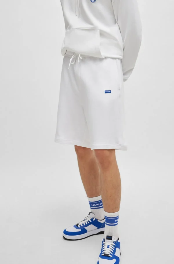 HUGO BOSS Calças E Calções | Sweats E Hoodies>Calções De Terry De Algodão Com Emblema De Logótipo Azul