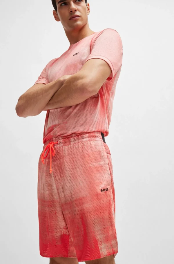 HUGO BOSS Calças E Calções>Calções Em Malha Estampada Com Detalhe De Logótipo