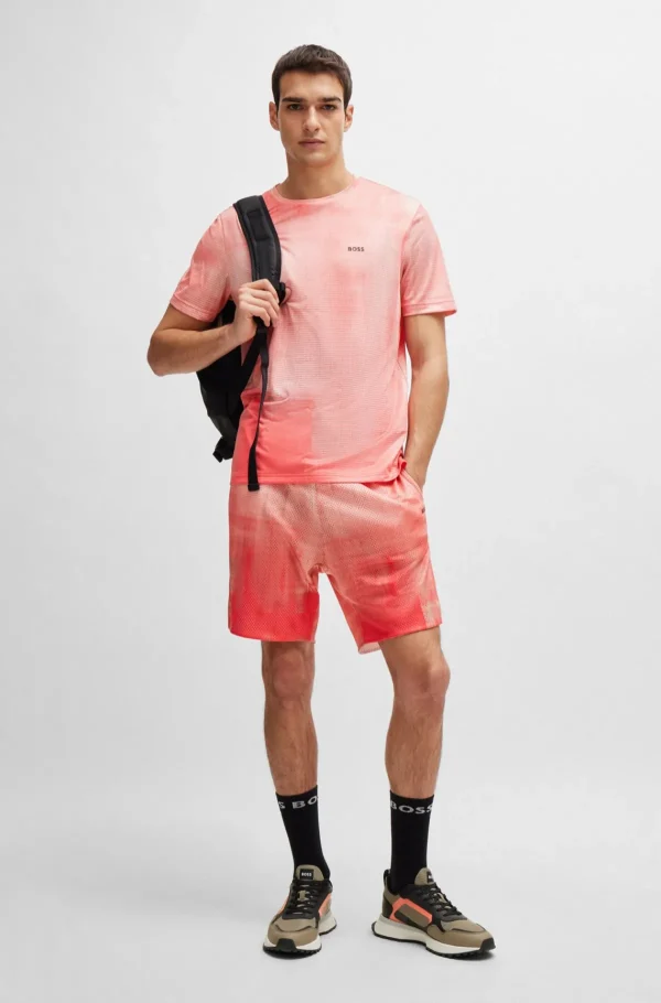 HUGO BOSS Calças E Calções>Calções Em Malha Estampada Com Detalhe De Logótipo