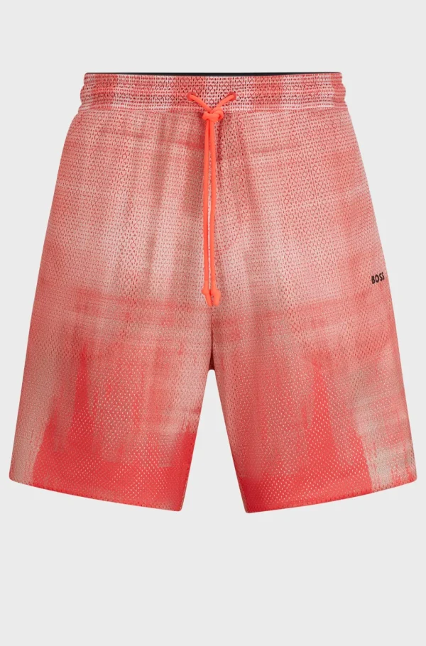 HUGO BOSS Calças E Calções>Calções Em Malha Estampada Com Detalhe De Logótipo