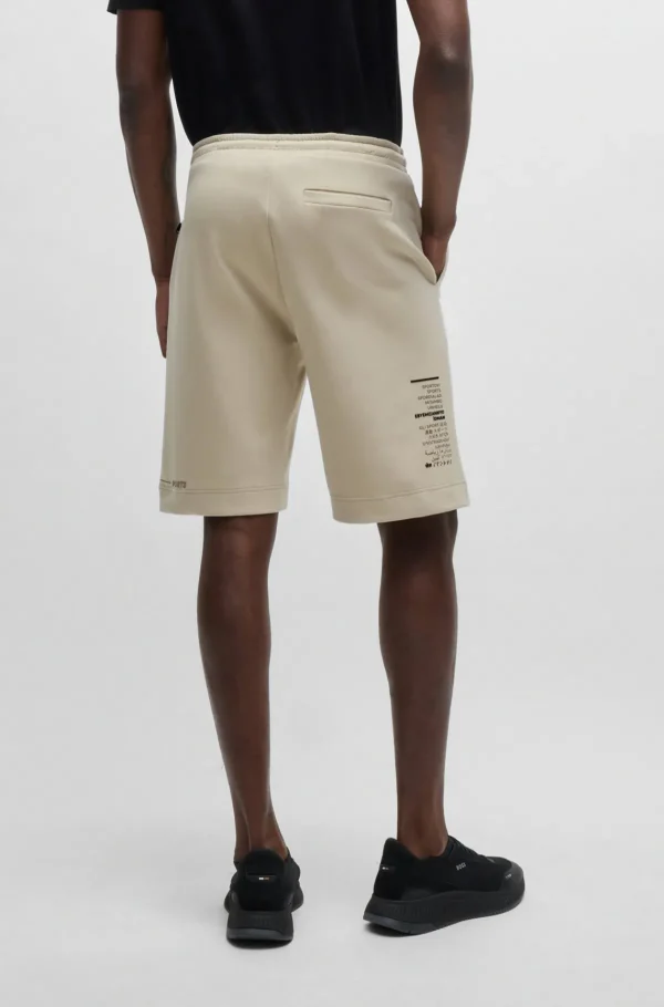 HUGO BOSS Calças E Calções>Calções Em Mistura De Algodão Com Arte Estampada