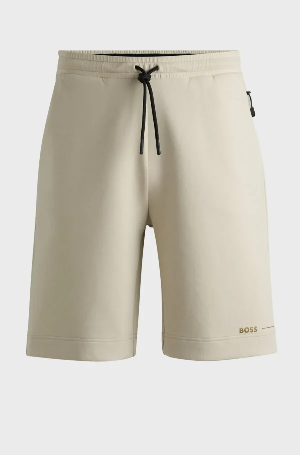 HUGO BOSS Calças E Calções>Calções Em Mistura De Algodão Com Arte Estampada