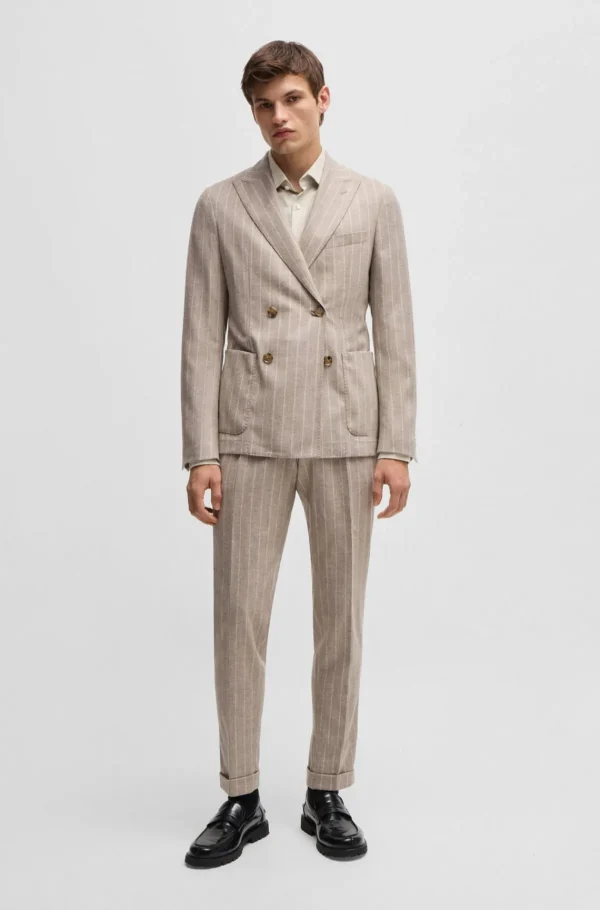 HUGO BOSS Camisas>Camisa De Ajuste Casual Em Sarja De Algodão Com Colarinho De Ponta