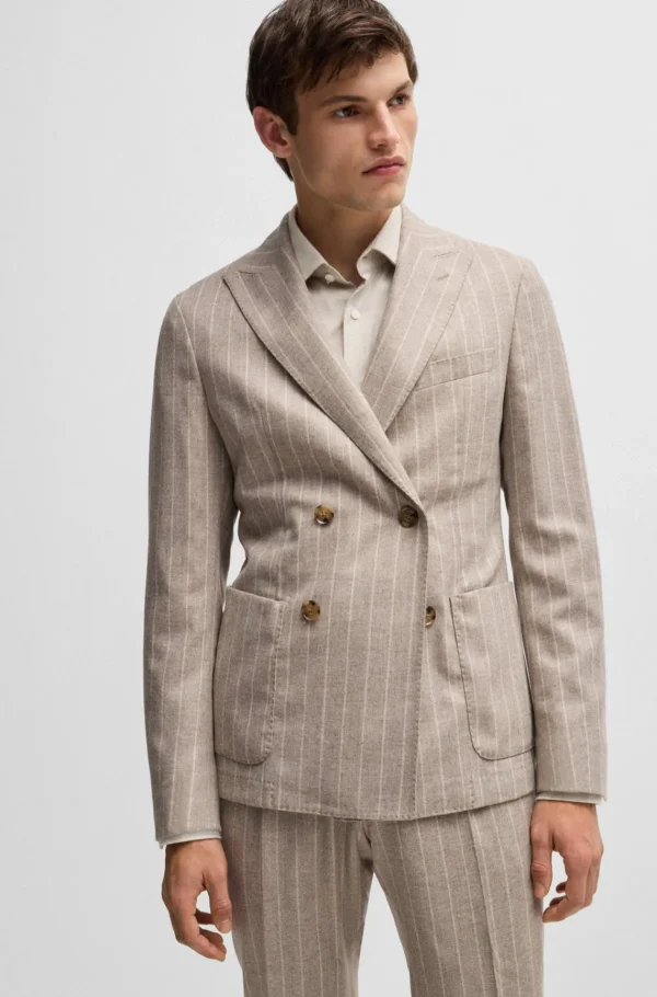 HUGO BOSS Camisas>Camisa De Ajuste Casual Em Sarja De Algodão Com Colarinho De Ponta
