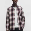 HUGO BOSS Camisas>Camisa De Ajuste Descontraído Em Algodão Escovado Axadrezado