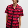 HUGO BOSS Camisas>Camisa De Ajuste Descontraído Em Algodão Com Estampado De Logótipo Fumado