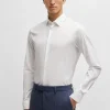 HUGO BOSS Camisas>Camisa De Ajuste Extra-slim Em Popelina De Algodão Elástico Fácil De Passar A Ferro