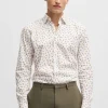 HUGO BOSS Camisas>Camisa De Ajuste Moderno Em Popelina De Algodão Estampada