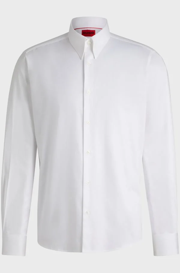 HUGO BOSS Camisas>Camisa De Ajuste Moderno Em Cetim De Algodão Elástico