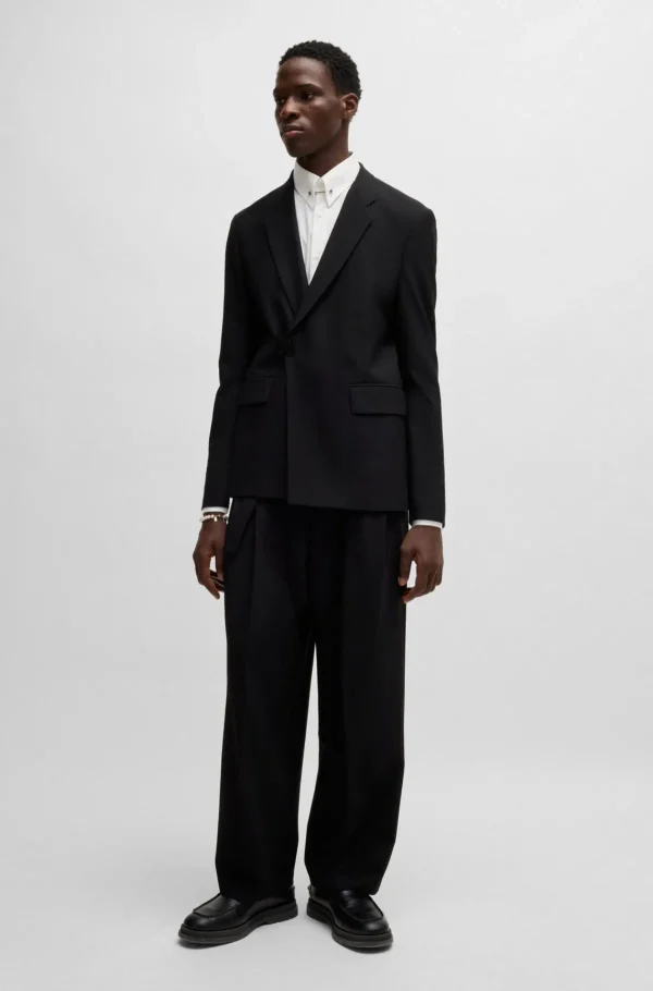 HUGO BOSS Camisas>Camisa De Ajuste Moderno Em Cetim De Algodão Elástico