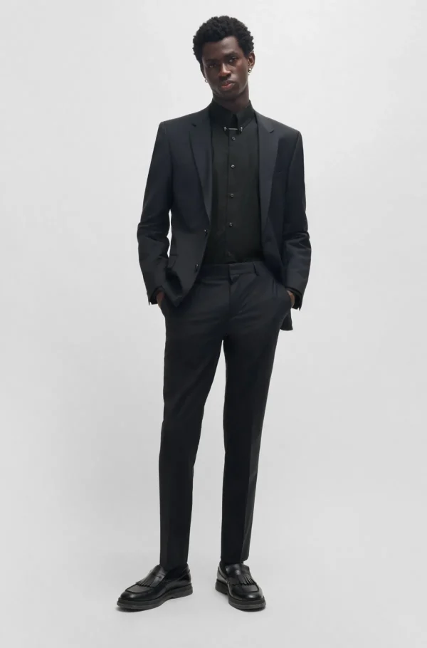 HUGO BOSS Camisas>Camisa De Ajuste Moderno Em Algodão Elástico Com Gola Piccadilly