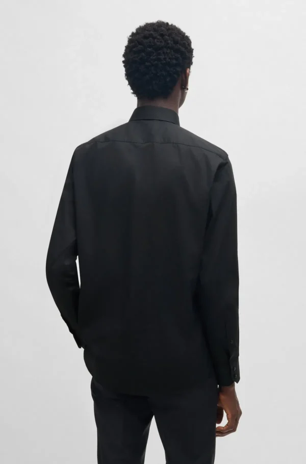 HUGO BOSS Camisas>Camisa De Ajuste Moderno Em Algodão Elástico Com Gola Piccadilly