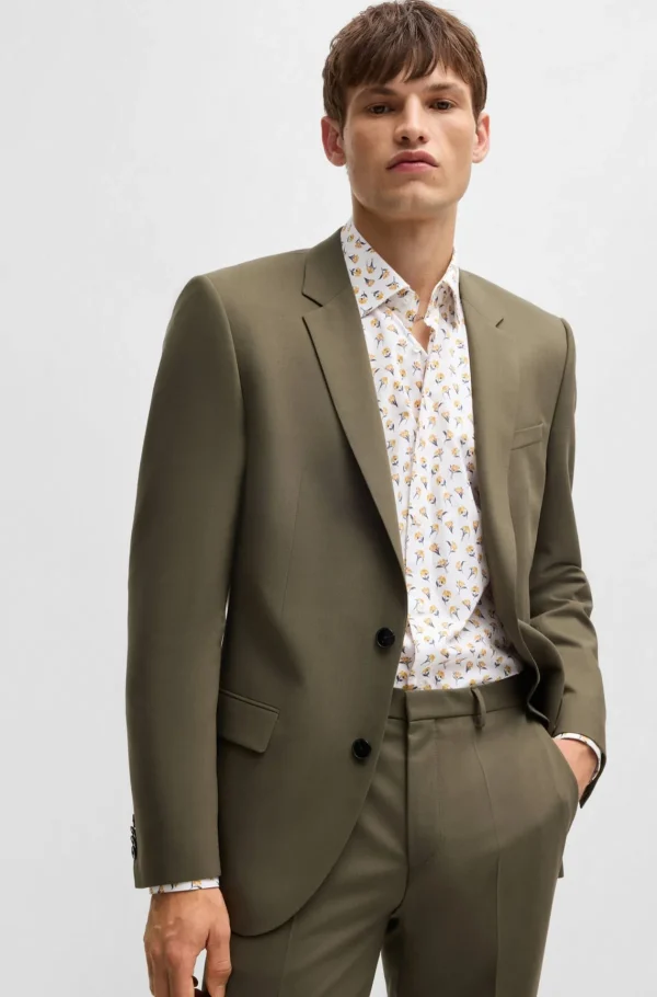 HUGO BOSS Camisas>Camisa De Ajuste Moderno Em Popelina De Algodão Estampada