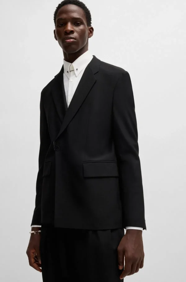 HUGO BOSS Camisas>Camisa De Ajuste Moderno Em Cetim De Algodão Elástico