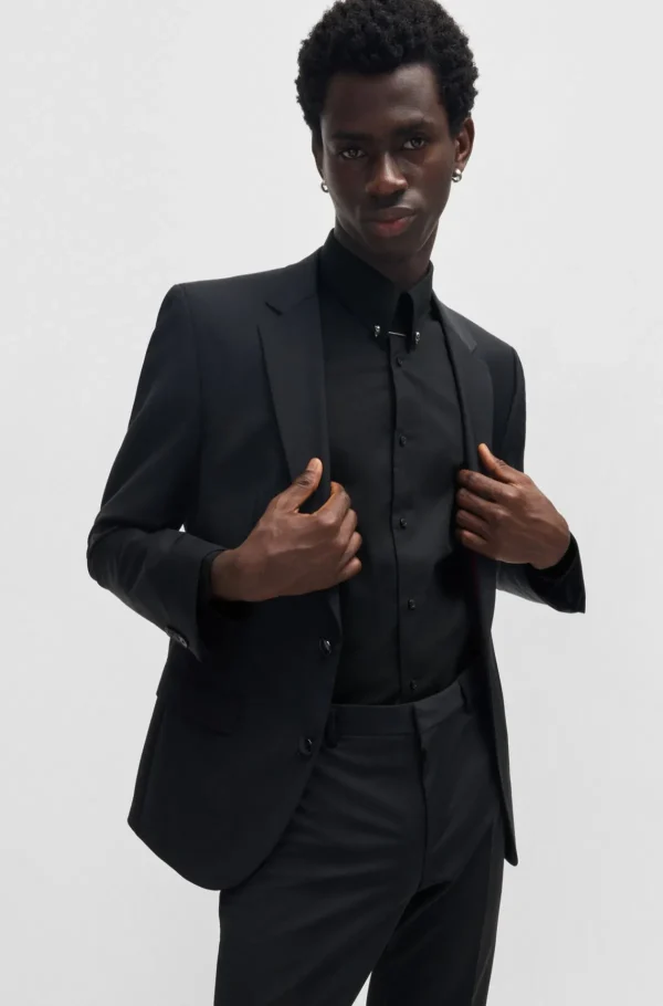 HUGO BOSS Camisas>Camisa De Ajuste Moderno Em Algodão Elástico Com Gola Piccadilly