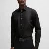 HUGO BOSS Camisas>Camisa De Ajuste Regular Em Popelina De Algodão Fácil De Passar A Ferro