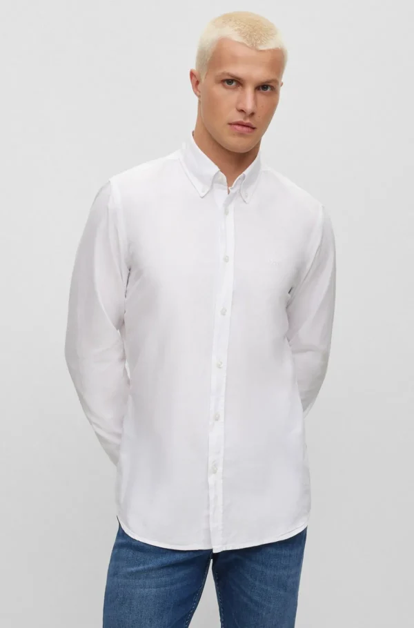 HUGO BOSS Camisas>Camisa De Ajuste Regular Em Algodão Orgânico Oxford