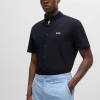 HUGO BOSS Camisas>Camisa De Ajuste Regular Em Algodão Tricotado Resistente Aos Vincos
